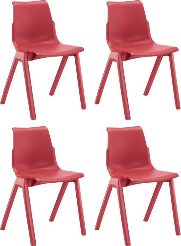 Hille ErgoStack Classroom Chair Non-Height Adjustable Seat Indian Red 482 x 410 x 775 mm Pack of 4