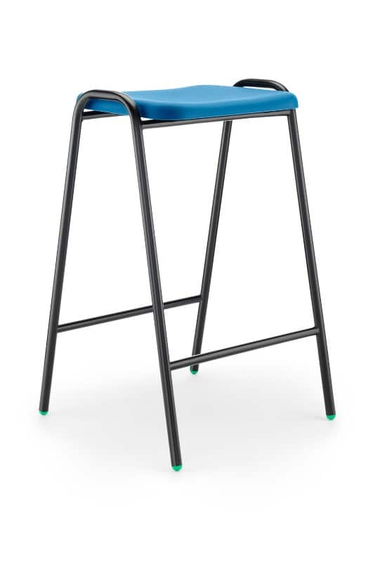 Hille Flat Top Stool Plastic Blue, Black 410 x 610 mm Pack of 4