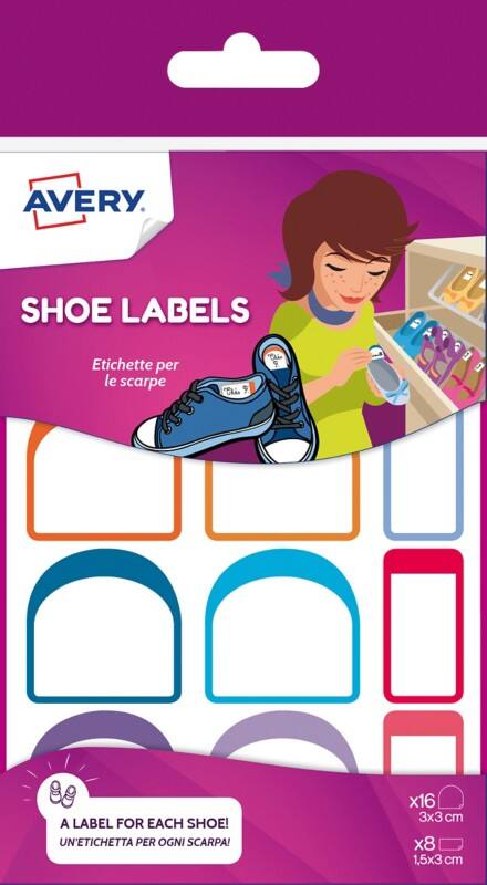 Avery CHAUS12.UK Shoe Name Labels Matt Assorted for Shoes Pack of 24