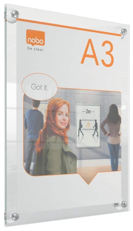 Nobo Premium Plus A3 Display Frame 1915599 34.8 (W) x 2.4 (D) x 47.1 (H) cm 1915599 A3 Acrylic Repositionable