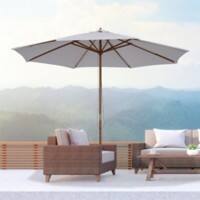 OutSunny Patio Umbrella Bamboo, Wood, Polyester Fabric Cream