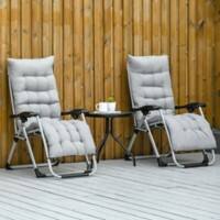 OutSunny Lounge Chair Set Metal, Mesh Fabric, Polyester, Polypropylene Grey Set of 2