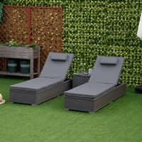 OutSunny Rattan Lounge Set Grey 600 x 860 mm