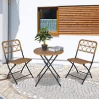 OutSunny Rattan Bistro Set Brown 600 x 710 mm