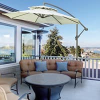 OutSunny Patio Umbrella Offset Polyester, Steel Beige