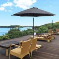 OutSunny Patio Umbrella Aluminium, Glass Fibre, Polyester Fabric Charcoal Grey