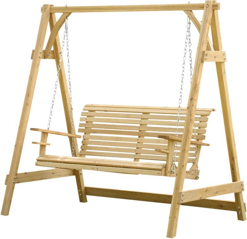 OutSunny Swing Bench Larch Wood Brown 1,250 x 1,850 mm | Viking Direct UK