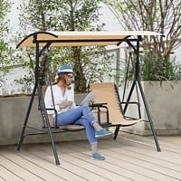OutSunny Swing Bench Alloy Steel Cream 1,160 x 1,640 mm
