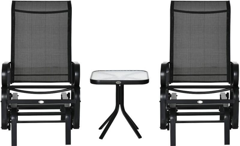 OutSunny Gliding Chair Set Black 720 x 1,050 mm