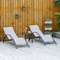 OutSunny Lounge Chair Set Light Grey 1,690 x 660 mm