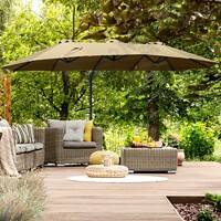 OutSunny Patio Umbrella Double-Sided Aluminium, Metal, Polyester Cloth Khaki