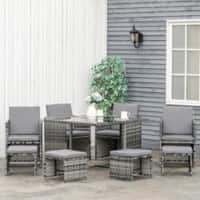 OutSunny Resin Rattan Dining Set Grey 1,090 x 720 mm