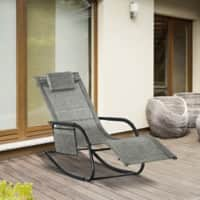 OutSunny Metal, Breathable Mesh Rocking Chair Dark Grey