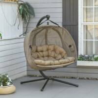 OutSunny Swing Chair Steel, Texteline, Polyester, PP Cotton Brown 1,260 x 1,720 mm