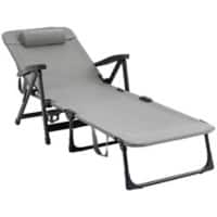 OutSunny Aluminum, Steel, Sling Fabric Lounge Chair Dark Grey