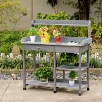 OutSunny Potting Bench Table Grey 450 x 1,210 mm