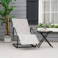 OutSunny Galvanized Metal, Texteline Lounge Chair Grey