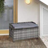 OutSunny Rattan Storage Bench Grey 510 x 520 mm