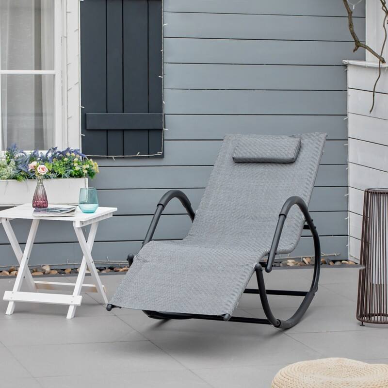 OutSunny Rocking Chair Texteline, Galvanized Metal Grey 1,600 x 790 mm