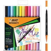 BIC Dual Felt Tip Pen 0.7 mm Intensity Assorted Pack of 12