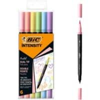 BIC Intensity Dual Felt Tip Pen 0.7 mm Assorted Pack of 6