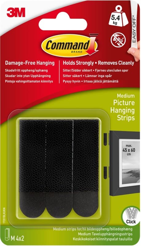 Command Adhesive Strips Black 17201BLK Pack of 4