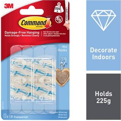 Command Adhesive Strips Transparent Plastic 17006CLR Pack of 6