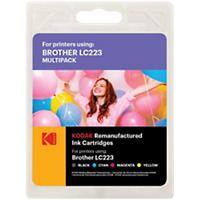 Kodak Ink Cartridge Compatible with Brother  LC-223VALBP Black, Cyan, Magenta, Yellow Pack of 4