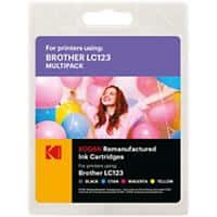 Kodak Ink Cartridge Compatible with Brother LC123VALBP Black, Cyan, Magenta, Yellow Pack of 4