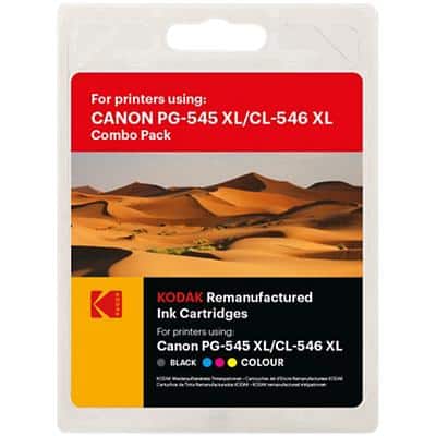 Kodak PG-545XL/CL-546XL Compatible with Canon Ink Cartridge Black, Cyan, Magenta, Yellow Pack of 2 Duopack