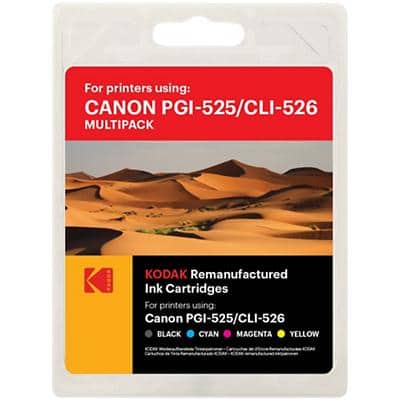 Kodak PGI-525/CLI-526 Compatible with Canon Ink Cartridge Black, Cyan, Magenta, Yellow Multipack 5 Packs of 55 ml