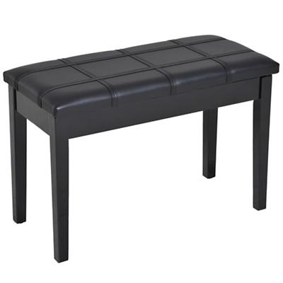 HOMCOM 1 Seat Storage Piano Bench 4 Legs Birchwood, Faux Leather, Foam Sponge Padding Black