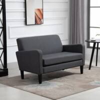 HOMCOM Modern Loveseat Upholstered Sofa Living Room & Hallway, Charcoal Grey