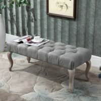 HOMCOM Tufted Upholstered Accent Bench Window Seat Fabric Ottoman Bed End Stool Grey 1,000 x 400 x 420 mm