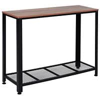 HOMCOM Side Table Steel Frame Industrial Style Console Table 1,010 x 350 x 800 mm Brown, Black