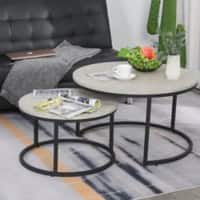 HOMCOM Steel MDF-Top Stack Design 2-Piece Coffee Tables Black, Grey