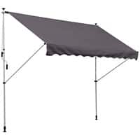 OutSunny Sunshade Awning Manual Aluminium, Metal Grey