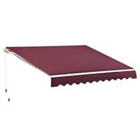 Outsunny 3x4m Retractable Manual Awning Sun Shade Canopy with Fittings and Crank Handle Wine Red