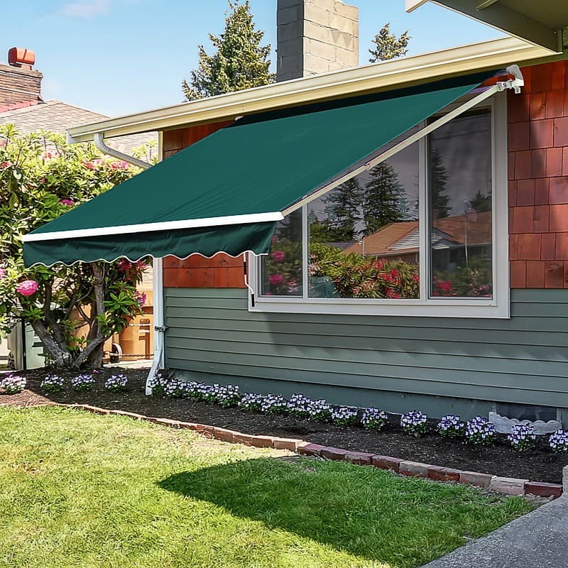 Outsunny Manual Retractable Awning, 3.5x2.5 M-Green | Viking Direct UK