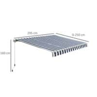 OutSunny Sunshade Awning Manual Aluminium Blue