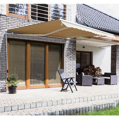Outsunny Manual Retractable Awning, 3x2.5 m-Ivory White