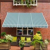 Outsunny Manual Retractable Awning, size (3m x 2.5m) Green/White Stripes