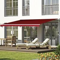 OutSunny Sunshade Awning Manual 2.5m x 2m Aluminium Dark Red