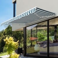 Outsunny Retractable Awning, 2.5x2 m-Dark Green/White