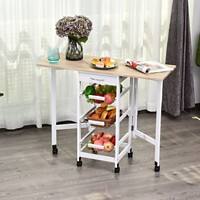 HOMCOM MDF Extendable Kitchen Island Trolley White