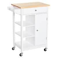 HOMCOM Kitchen Cart MDF (Medium-Density Fibreboard), Rubber Wood White 660 x 395 x 865 mm