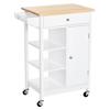 HOMCOM Kitchen Cart MDF (Medium-Density Fibreboard), Rubber Wood White 660 x 395 x 865 mm