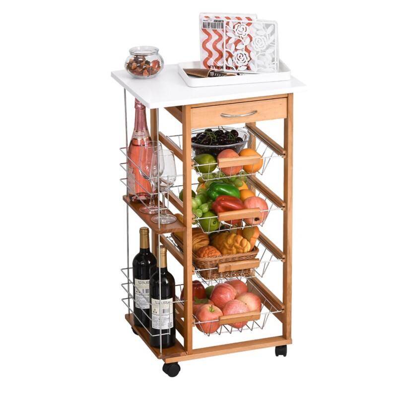 HOMCOM MDF Multifunction Kitchen Island Trolley Brown