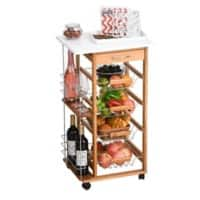 HOMCOM MDF Multifunction Kitchen Island Trolley Brown