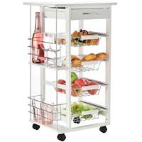 HOMCOM MDF Multifunction Kitchen Island Trolley White 470 x 370 x 830 mm